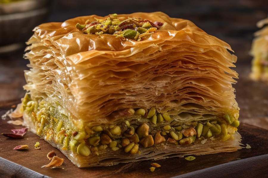 Selbstgemachtes Baklava mit Pistazien  